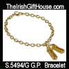 Solvar Irish Jewelry Gold Plated Irish Dance Shoe Charm Bracelet