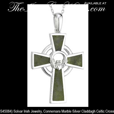 Irish Pendants on Solvar Irish Jewelry Connemara Marble Silver Claddagh Celtic Cross