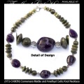 Connemara Marble and Amethyst Celtic Knot Necklace