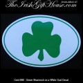 Green Shamrock on a White Oval Decal