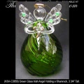 Green Glass Irish Angel Christmas Tree Ornament 