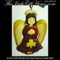 Wood Carved Irish Angel Christmas Tree Ornament 