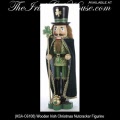 Irish Christmas Nutcracker Figurine with a Shamrock Staff