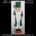 Irish Christmas Nutcracker Figurine with a Shamrock Staff