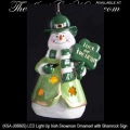 LED Light-Up Irish Snowman Christmas Tree Ornament with Shamrock Sign