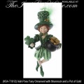 Irish Pixie Fairy Christmas Tree Ornament with a Shamrock and a Pot of Gold