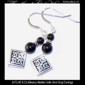Fine Silver Over Pewter Celtic Knot Drop Earrings with Kilkenny Marble Beads