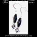 Fine Silver Over Pewter Celtic Knot Drop Earrings with Kilkenny Marble Beads