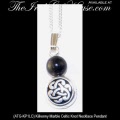 Fine Silver Over Pewter Celtic Knot Necklace Pendant with Kilkenny Marble Beads