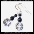 Fine Silver Over Pewter Celtic Spiral Drop Earrings with Kilkenny Marble Beads