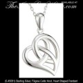 Solvar Irish Jewelry Silver Celtic Trinity Heart Pendant