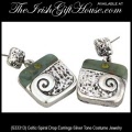 Solvar Irish Jewelry Silver Tone Costume Jewelry Celtic Spiral Drop Earrings