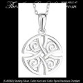 Solvar Irish Jewelry Sterling Silver, Celtic Knot and Celtic Spiral Necklace Pendant