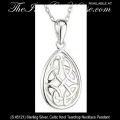 Solvar Irish Jewelry Sterling Silver Filigree Celtic Knot Teardrop Necklace Pendant 