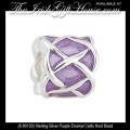 Solvar Irish Jewelry Silver Purple Enamel Celtic Knot Charm Bead