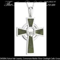 Solvar Irish Jewelry Connemara Marble Silver Claddagh Celtic Cross Necklace Pendant