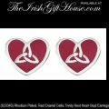Solvar Irish Jewelry Enamel Celtic Trinity Knot Heart Shape Stud Earrings_s33343