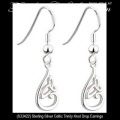 Solvar Irish Jewelry Sterling Silver Celtic Trinity Knot Drop Earrings