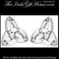 Solvar Irish Jewelry, White Gold, Diamond, Celtic Trinity Knot Earrings_s3137