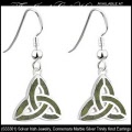 Solvar Irish Jewelry Connemara Marble Silver Celtic Trinity Knot Earrings