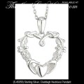 Solvar Irish Jewelry Sterling Silver Heart Shape Claddagh Necklace Pendant