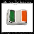 Solvar Irish Jewelry Silver Enamel Irish Flag Charm Bead