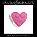 Solvar Irish Jewelry Silver Pink Enamel Heart Charm Bead