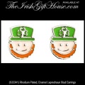 Solvar Irish Jewelry Rhodium Plated, Enamel Leprechaun Stud Earrings_s33341