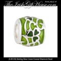 Solvar Irish Jewelry Silver Green Enamel Shamrock Charm Bead
