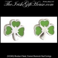 Solvar Irish Jewelry Rhodium Plated, Enamel Shamrock Stud Earrings_s33340