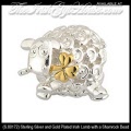 Solvar Irish Jewelry Silver and Gold Plated Irish Lamb with a Shamrock Charm Bead