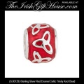 Solvar Irish Jewelry Silver Red Enamel Celtic Trinity Knot Charm Bead