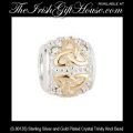 Solvar Irish Jewelry Silver and Gold Plated Crystal Trinity Knot Charm Bead