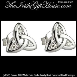 Solvar Jewelry 14K White Gold Celtic Trinity Knot Stud Earrings with ... Solvar Jewelry 14K White Gold Celtic Trinity Knot Stud Earrings with ...