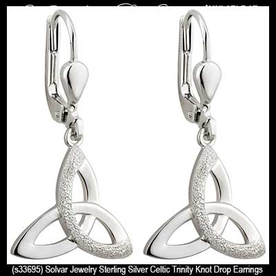Sterling Silver Celtic Trinity Knot Drop Earrings - Solvar Jewelry, S33695